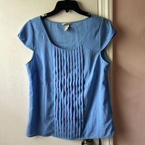 H&M blue pleated blouse